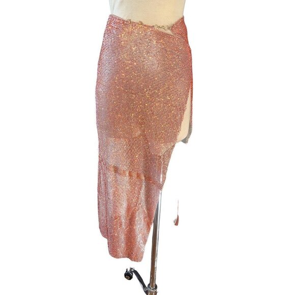 Poster Girl Rhinestone Syphera Skirt in Aperol Spritz XSmall New Women Chainmail - Picture 7 of 15